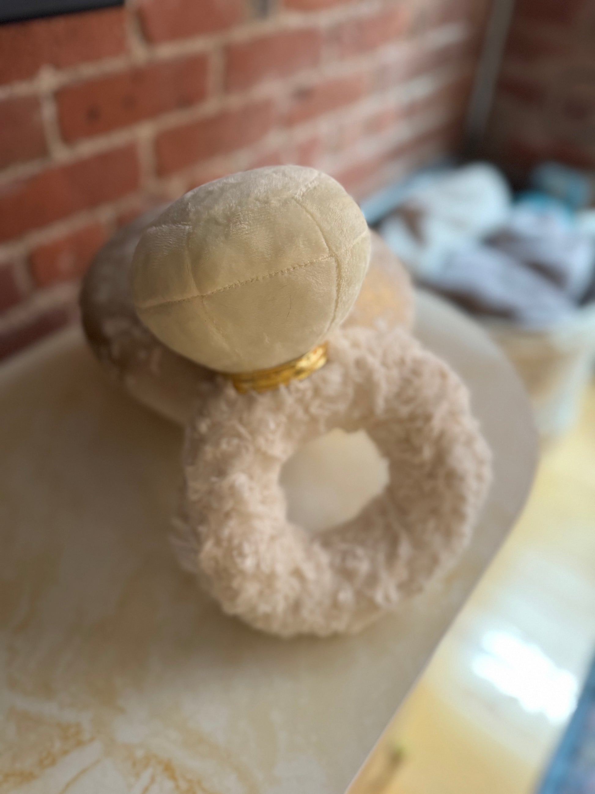Ivory diamond plush dog pet toy for weddings and engagements
