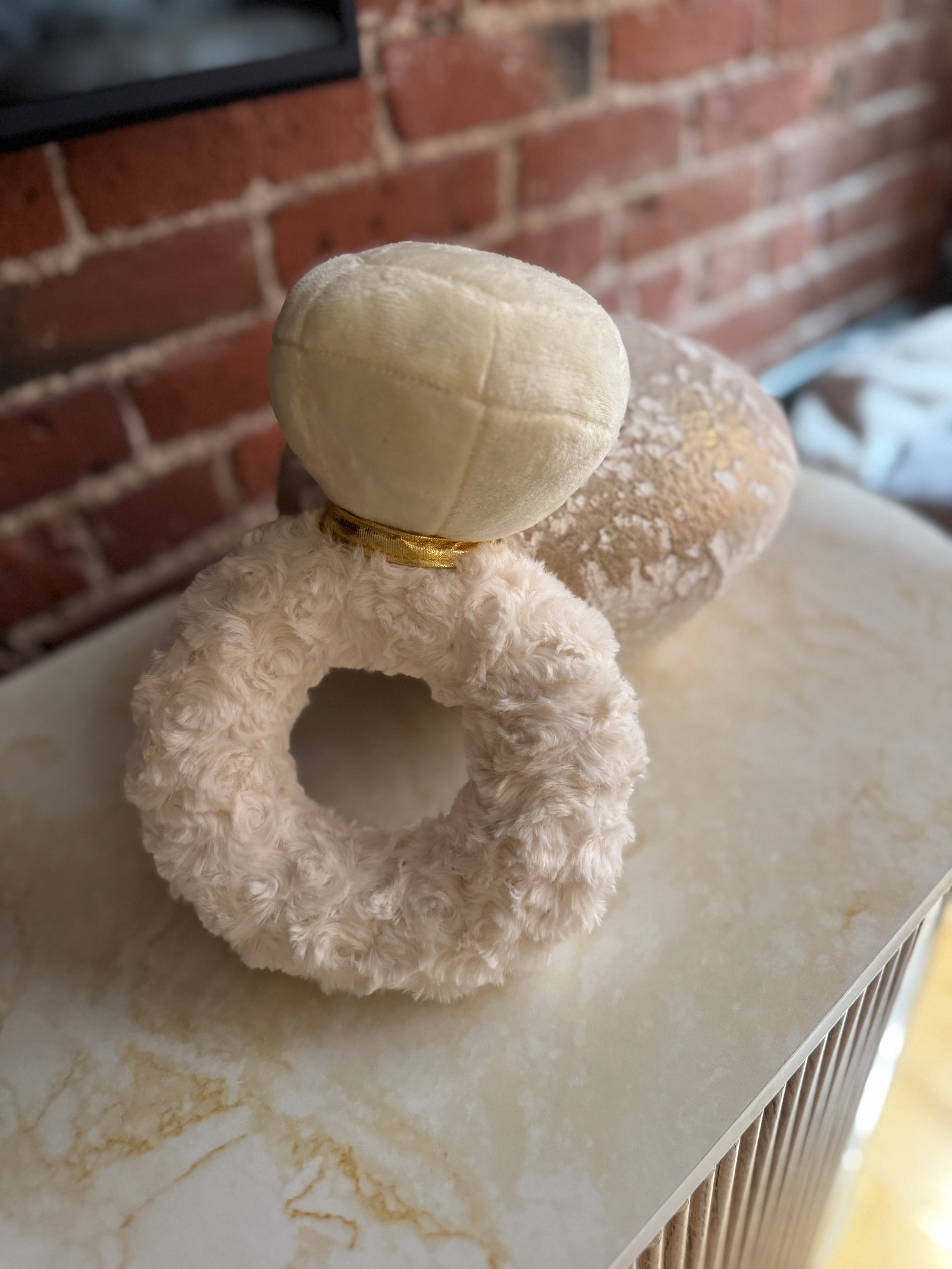 Ivory diamond plush dog pet toy for weddings and engagements
