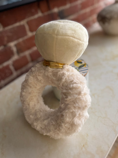 Ivory diamond plush dog pet toy for weddings and engagements
