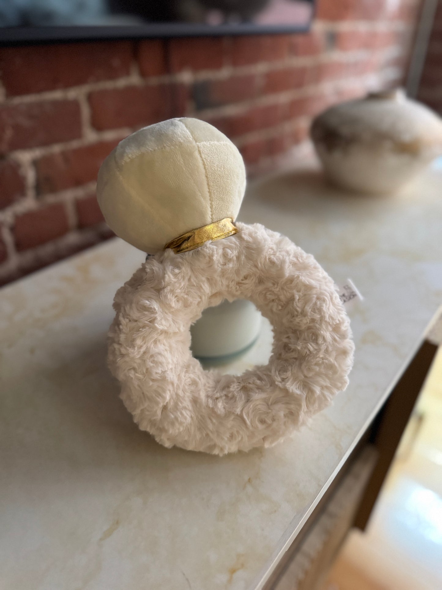 Squeaky plush diamond ring toy for dogs - wedding and engagement gift