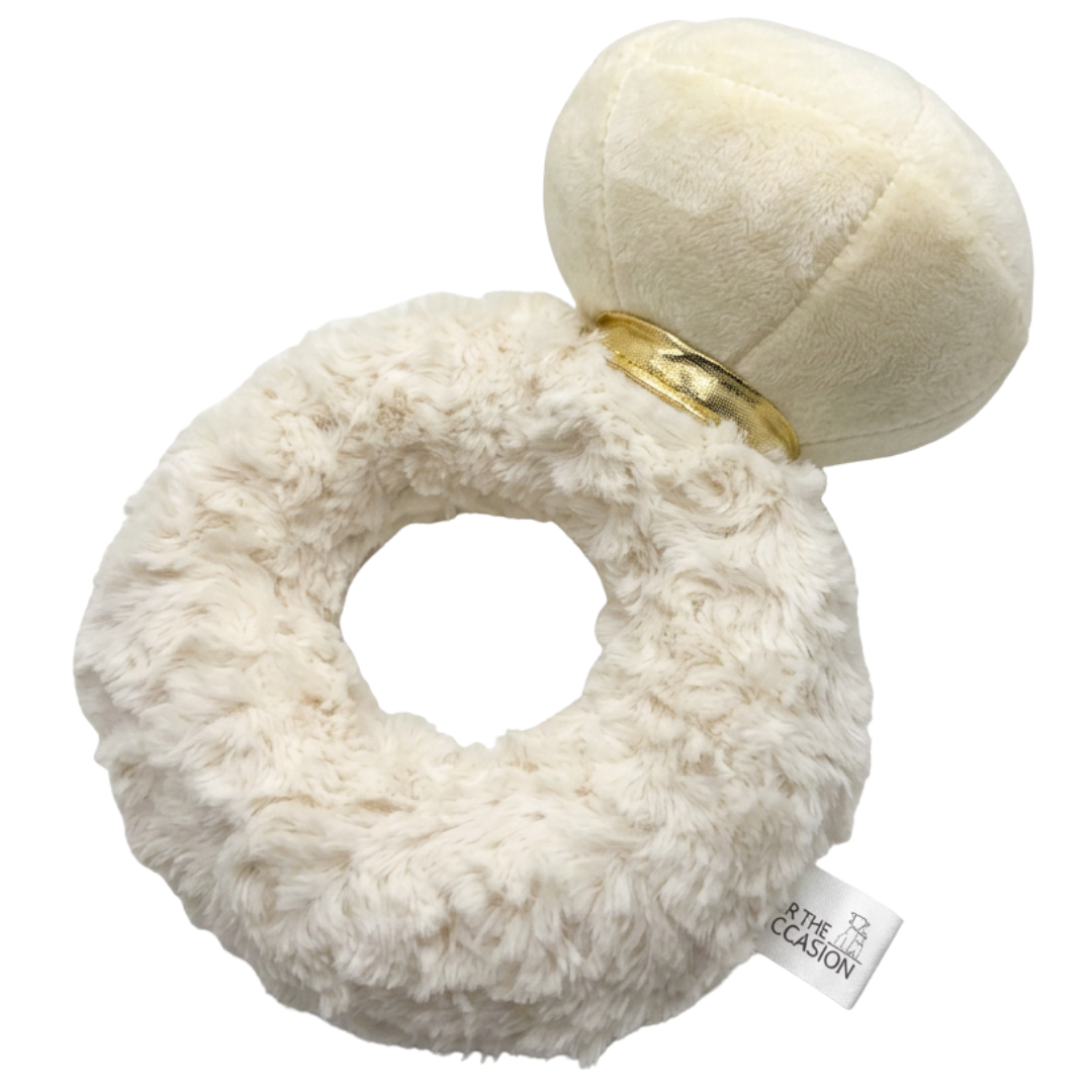 Ivory diamond plush dog toy for weddings and engagements